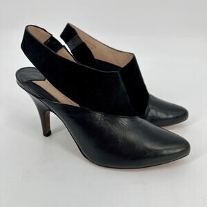 10 Crosby Derek Lam Vira Pump Womens 6.5M Black Leather Sling Back Pointed Toes